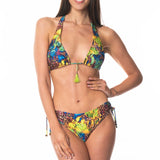 Bikini Americano Ciondolo Verde Color Animalier