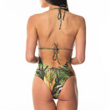 Sottogiacca / Costume Intero Stringhe Anello Oro Tropical