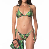 Bikini Triangolo Ciondolo Argento Foglia Zebra