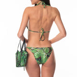 Bikini Triangolo Ciondolo Argento Foglia Zebra