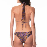 Bikini Triangolo Stringhe Paillettes Purple Python