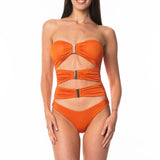 Sottogiacca / Costume Intero Fibbie Oro Shine Arancione