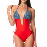 Sottogiacca / Costume Trikini Stringhe Paillettes Stromboli