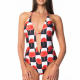 Sottogiacca / Cosrtume Intero Stringhe B&W Flowers