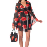 Kimono Corto Black & White Flowers