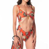 Sottogiacca / Costume Trikini Ciondolo Oro Marina Red