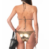 Bikini Triangolo Anelli Oro Paillettes Gold Foil