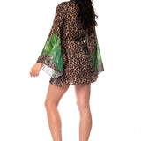KIMONO CORTO GREEN ANIMALIER