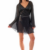 KIMONO CORTO CINTURA SWAROVSKI PLISSE'