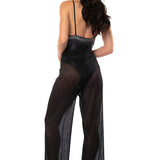 PANTALONE LARGO LACCETTO SWAROVSKI PLISSE'