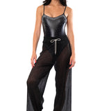 PANTALONE LARGO LACCETTO SWAROVSKI PLISSE'