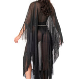 CAFTANO FRANGIA CINTURA SWAROVSKI PLISSE' NERO