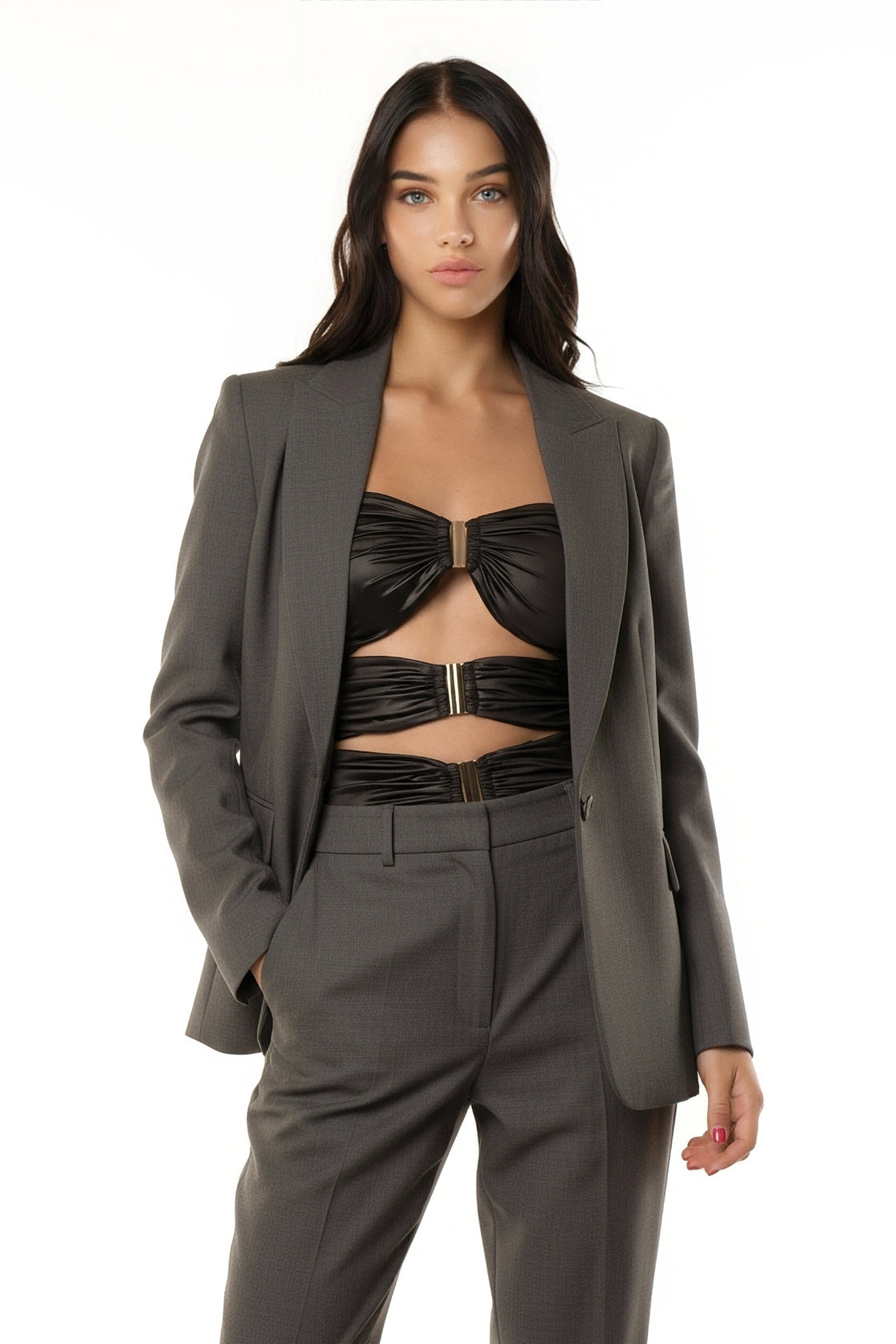 Sottogiacca / Intero Fibbie Effetto Seta Nero