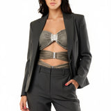 Sottogiacca / Costume Intero Fibbie Rete Strass Grandi