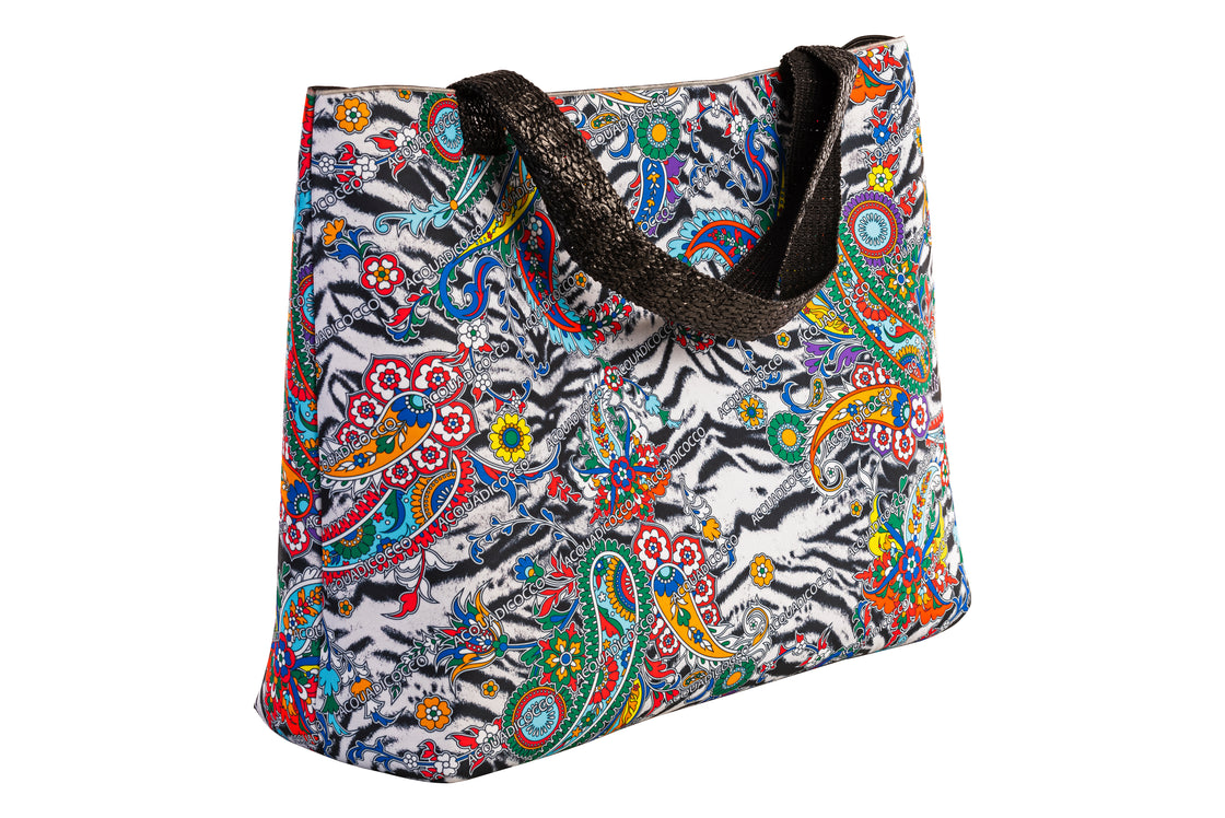 Borsa grande neoprene - Paisley Zebra