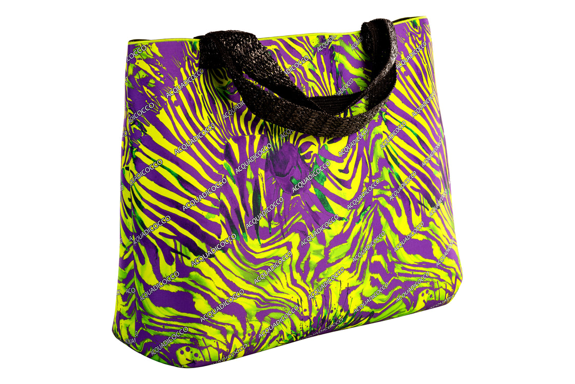 Borsa grande neoprene- Zebra viola