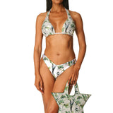Bikini Americano Paillettes Glitter White Garden
