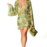 Abito manica lunga Paillettes Green Magic