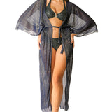 Kimono lungo plisse' blu