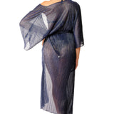 Kimono lungo plisse' blu