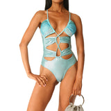 Intero incrociato strass Ibiza Blue