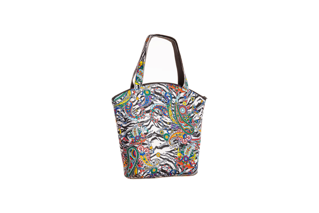 Borsa mare con cerniera neoprene - Paisley Zebra