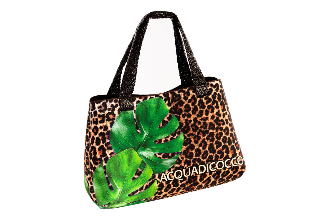 Borsa media neoprene- Green Animalier