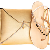 Sandalo gioiello vero cuoio- Nero