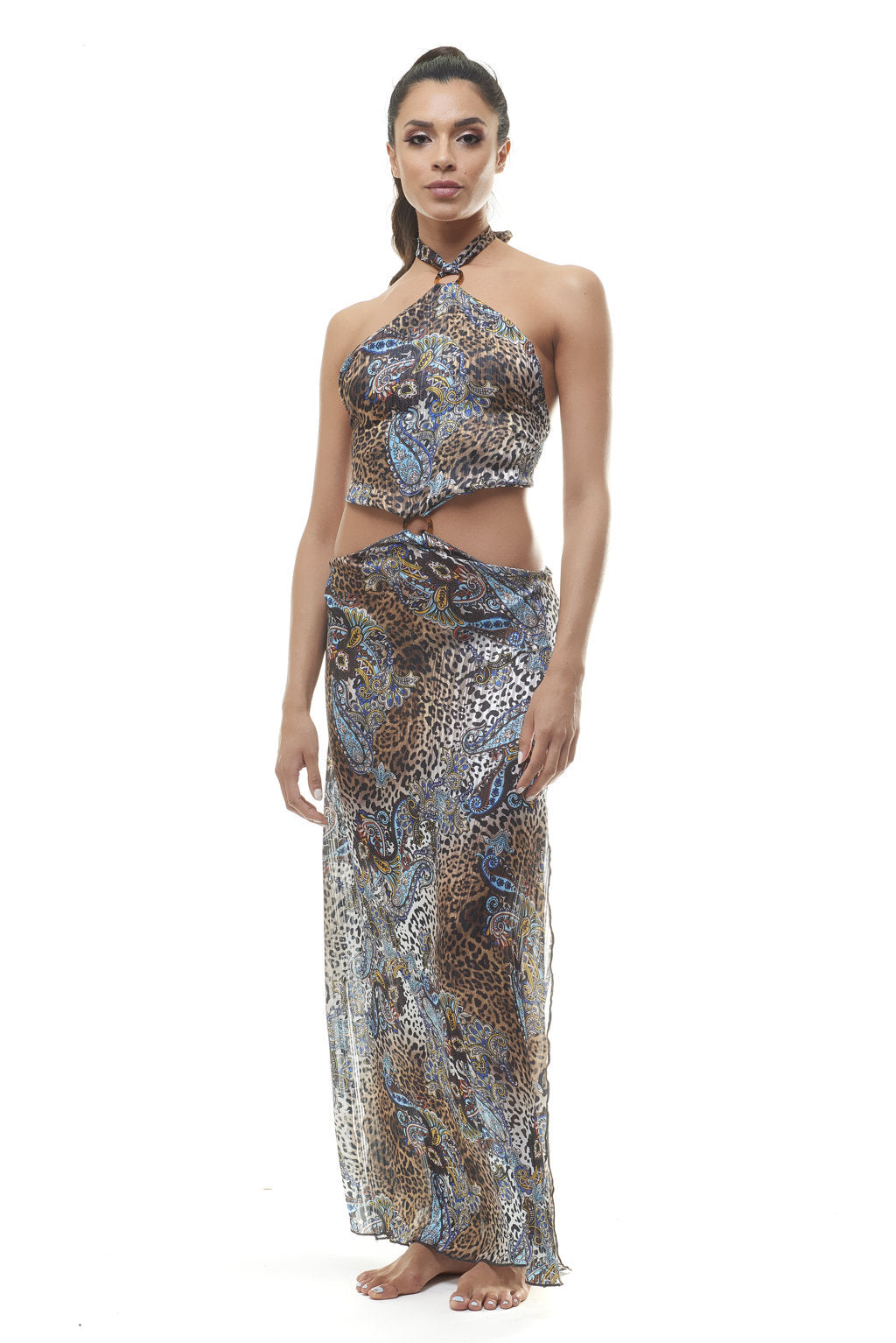 Long rhombus animalier dress