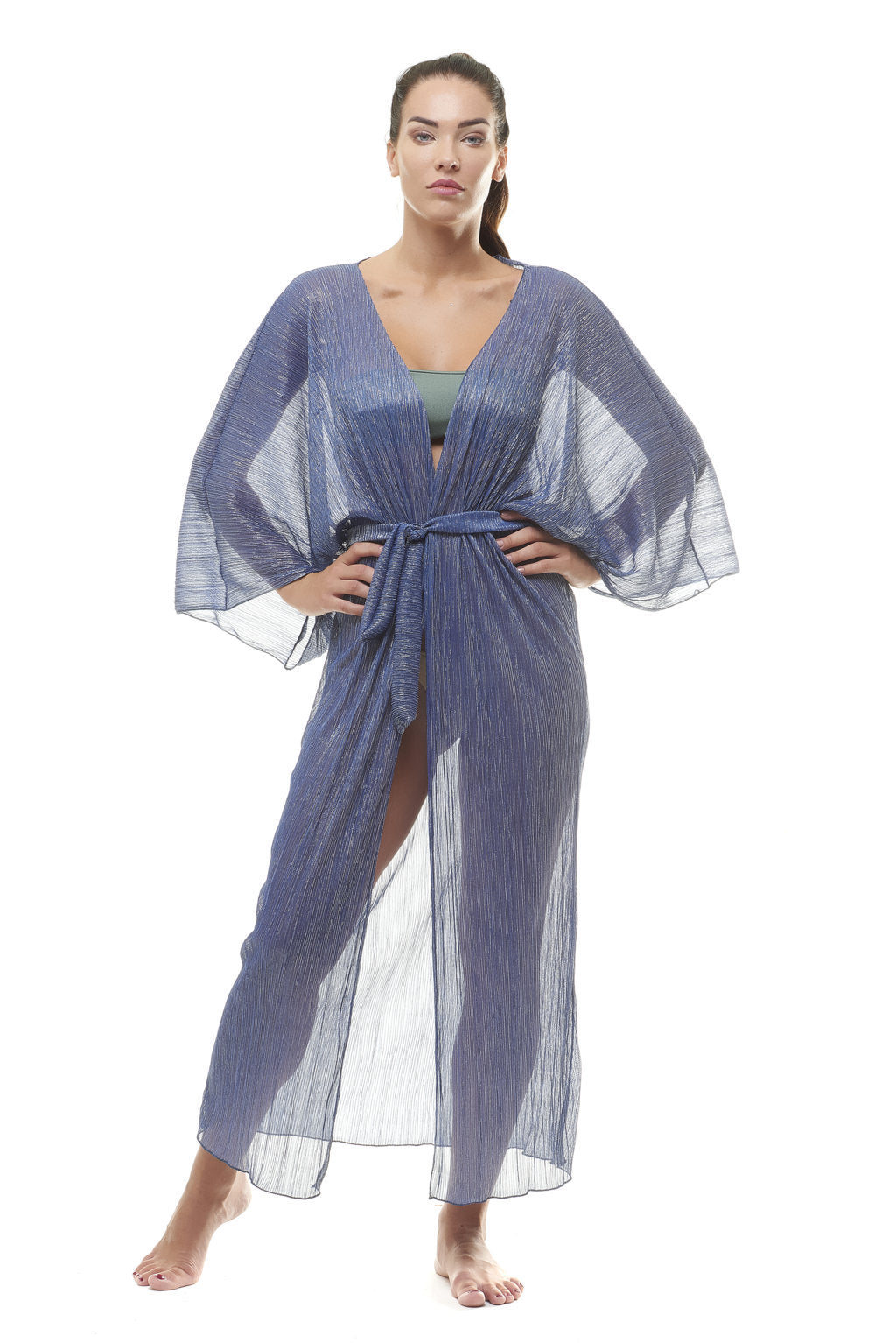Kimono + Blue Lamè Belt
